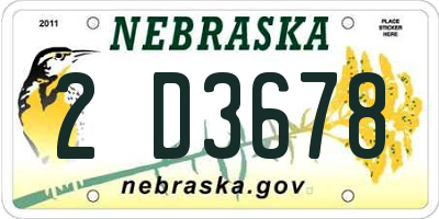 NE license plate 2D3678