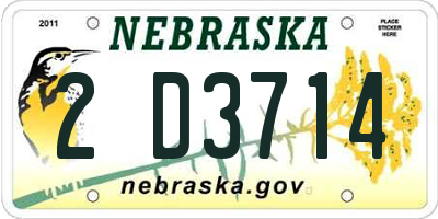 NE license plate 2D3714
