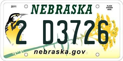 NE license plate 2D3726