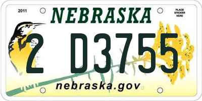 NE license plate 2D3755