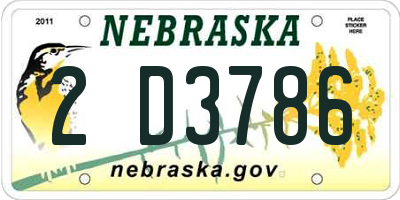 NE license plate 2D3786