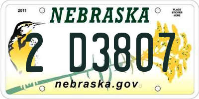 NE license plate 2D3807