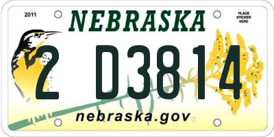 NE license plate 2D3814