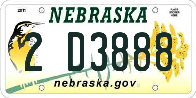 NE license plate 2D3888