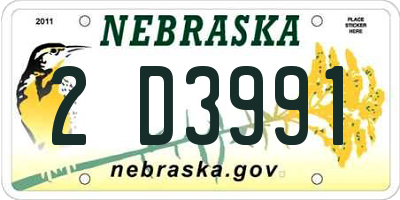 NE license plate 2D3991