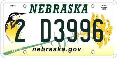 NE license plate 2D3996