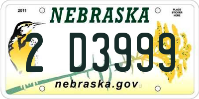 NE license plate 2D3999