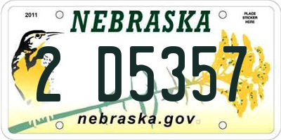 NE license plate 2D5357