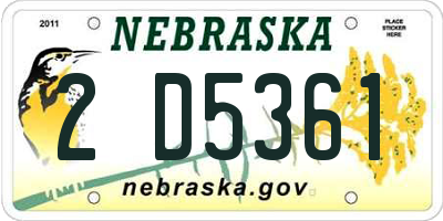 NE license plate 2D5361