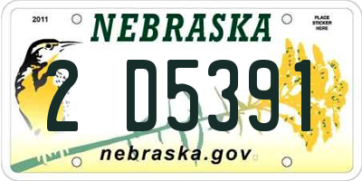 NE license plate 2D5391