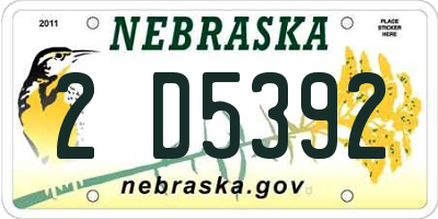 NE license plate 2D5392