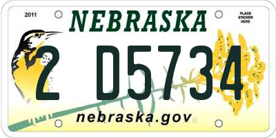 NE license plate 2D5734