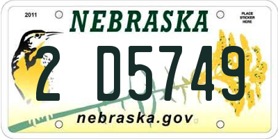 NE license plate 2D5749