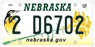 NE license plate 2D6702