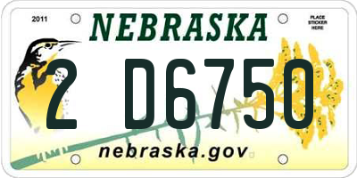 NE license plate 2D6750