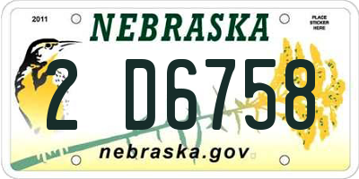 NE license plate 2D6758