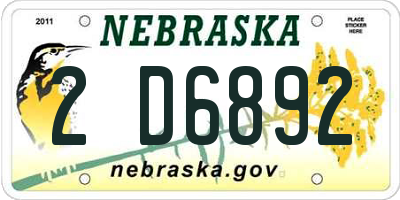 NE license plate 2D6892