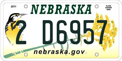 NE license plate 2D6957