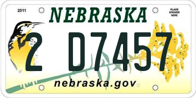 NE license plate 2D7457