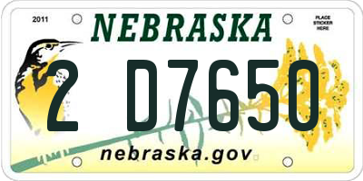 NE license plate 2D7650