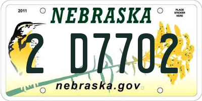 NE license plate 2D7702