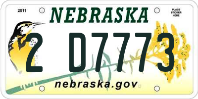 NE license plate 2D7773