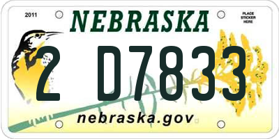 NE license plate 2D7833