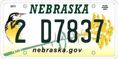 NE license plate 2D7837