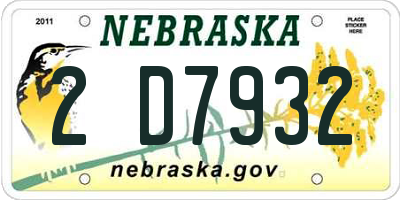 NE license plate 2D7932