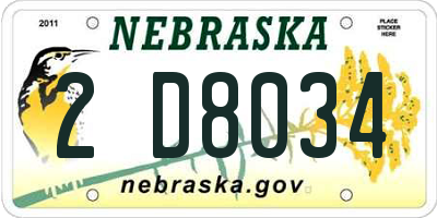 NE license plate 2D8034