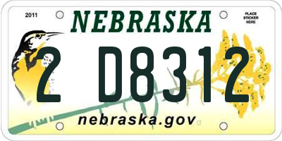 NE license plate 2D8312