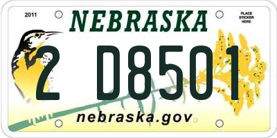 NE license plate 2D8501