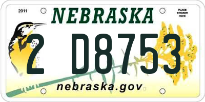 NE license plate 2D8753