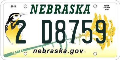 NE license plate 2D8759
