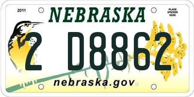 NE license plate 2D8862