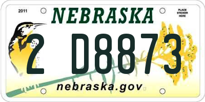 NE license plate 2D8873