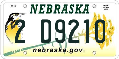 NE license plate 2D9210