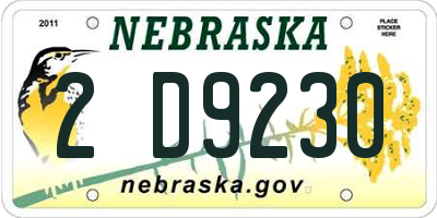 NE license plate 2D9230