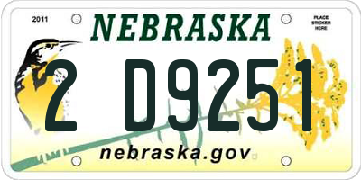 NE license plate 2D9251