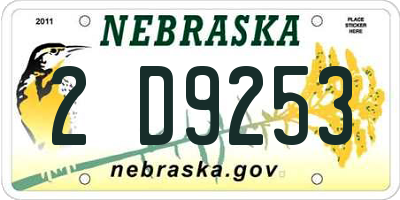 NE license plate 2D9253