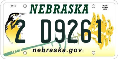 NE license plate 2D9261