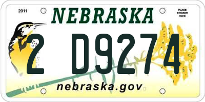 NE license plate 2D9274