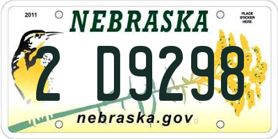NE license plate 2D9298