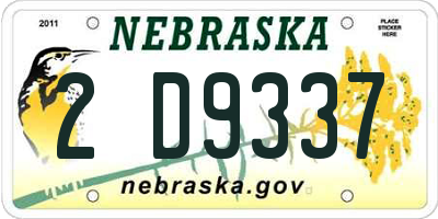 NE license plate 2D9337
