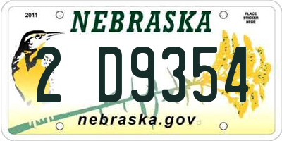 NE license plate 2D9354