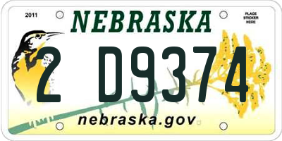 NE license plate 2D9374