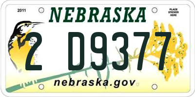 NE license plate 2D9377