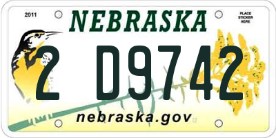 NE license plate 2D9742