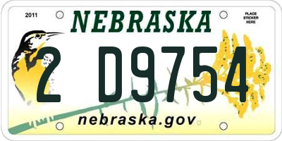 NE license plate 2D9754