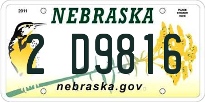 NE license plate 2D9816